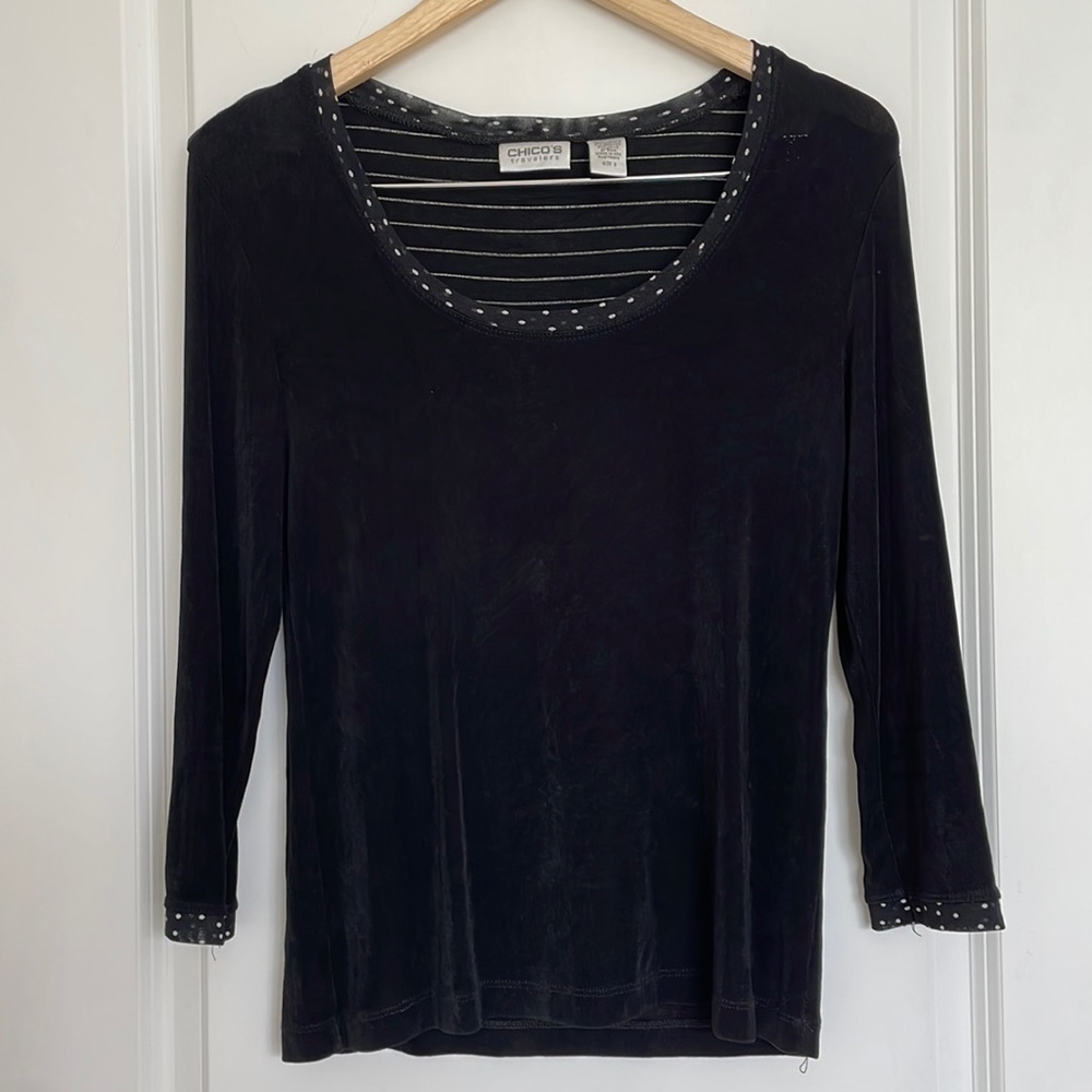 Chico’s Travelers Women’s Scoopneck Blouse Black S
